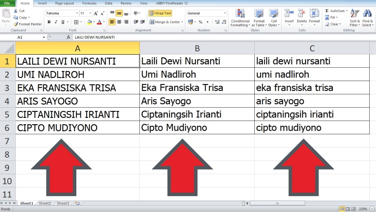 Cara Merubah Huruf Kapital di Excel